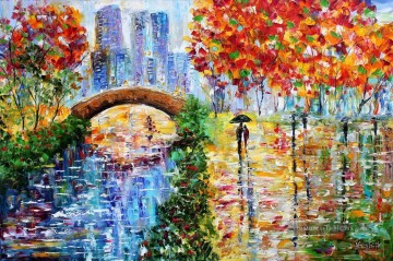New York Central Park Rain paysages urbains Peinture à l'huile